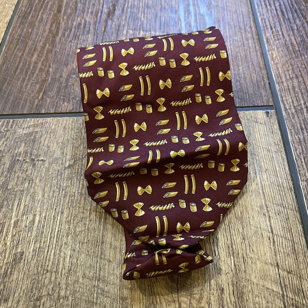 BEAUFORT 100% Silk Tie Necktie Pasta Polo Red Italy VTG